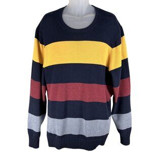 Brooks Brothers 2XLT Colorblock Striped Crewneck Ribbed Sweater Nautical Preppy